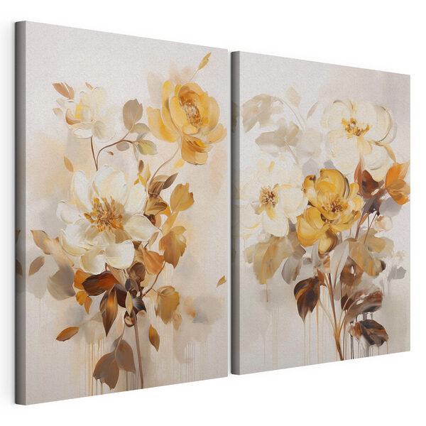 Maľba kvetov na bielom podklade Modulárna potlač na plátne Maľba kvetov na bielom podklade
