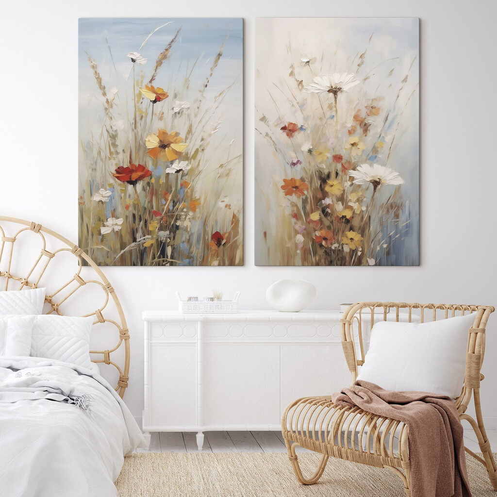 Painting of flowers in a field Painting of flowers in a field