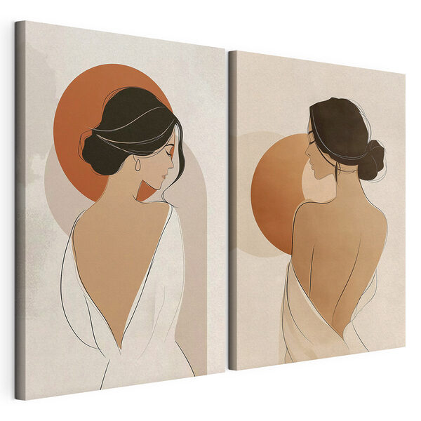 Žena v bielych a hnedých šatách Modulárna potlač na plátne Žena v bielych a hnedých šatách