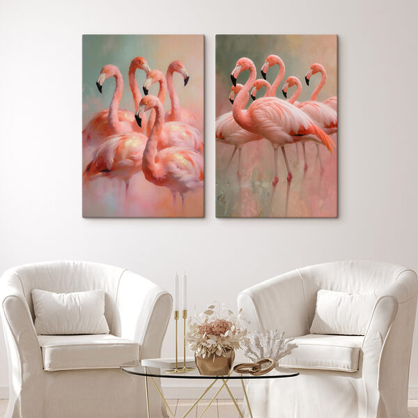 Group of flamingos standing together Group of flamingos standing together