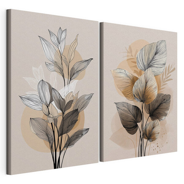 Modulárna potlač na plátne Modulárna potlač na plátne - Elegantný botanický kreslený motív (Katalógové číslo: m30639)