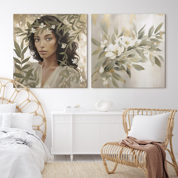 Painting of a woman with flowers Painting of a woman with flowers