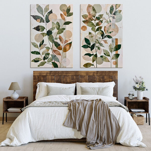 Painting of leaves and circles Painting of leaves and circles