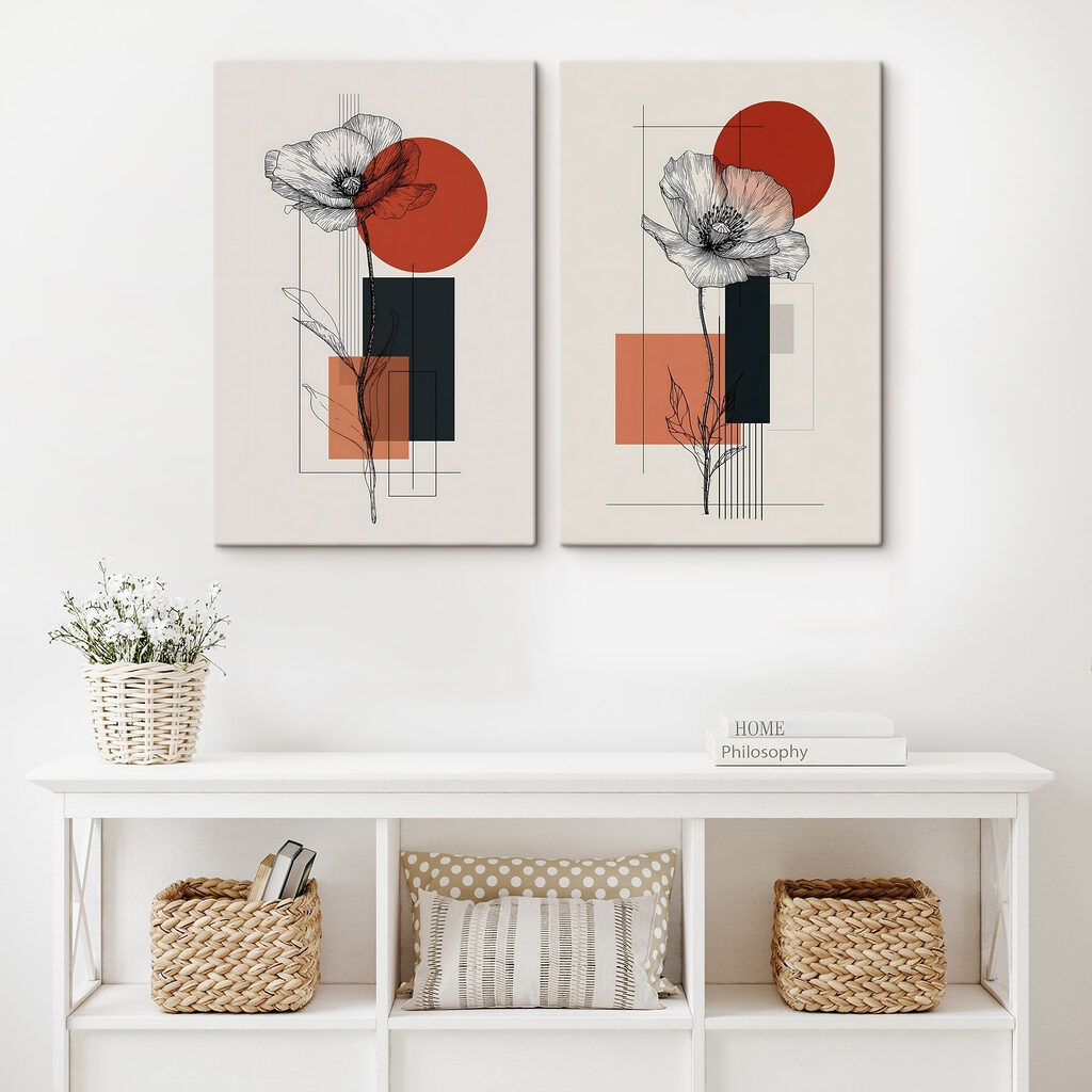 Collage of flowers and geometric shapes Collage of flowers and geometric shapes