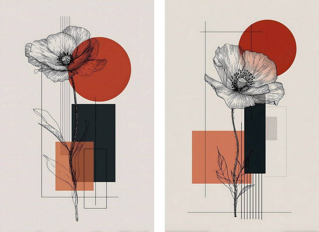 Collage of flowers and geometric shapes Collage of flowers and geometric shapes