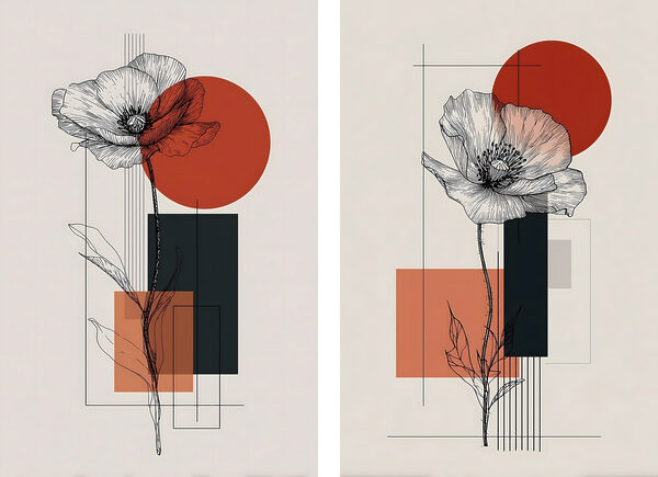 Collage of flowers and geometric shapes Collage of flowers and geometric shapes