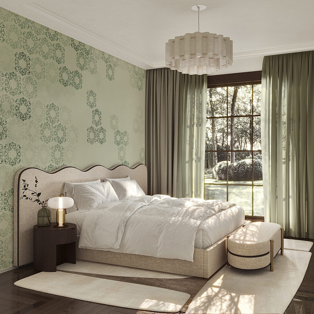 Biele pozadie s čiernym a zeleným vzorom
