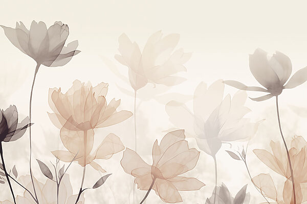 Transparent flowers with leaves
