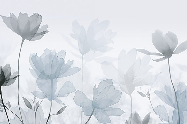 Transparent flowers with leaves