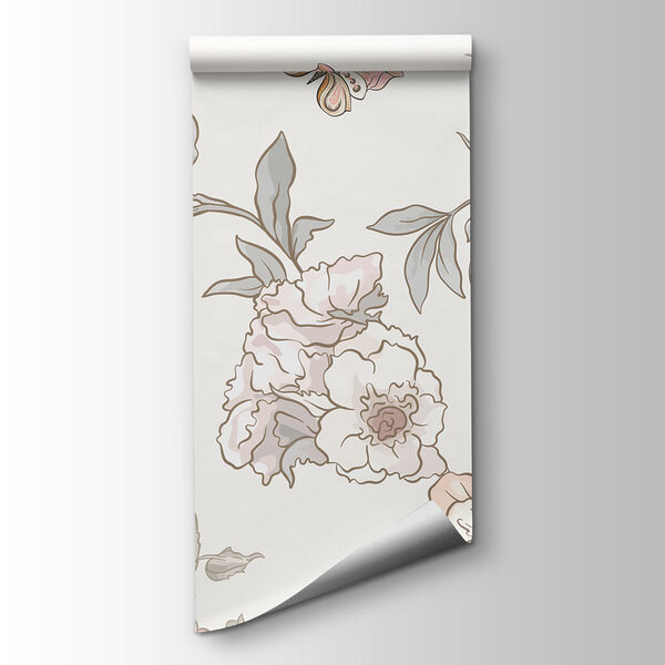 Floral scene with colorful birds