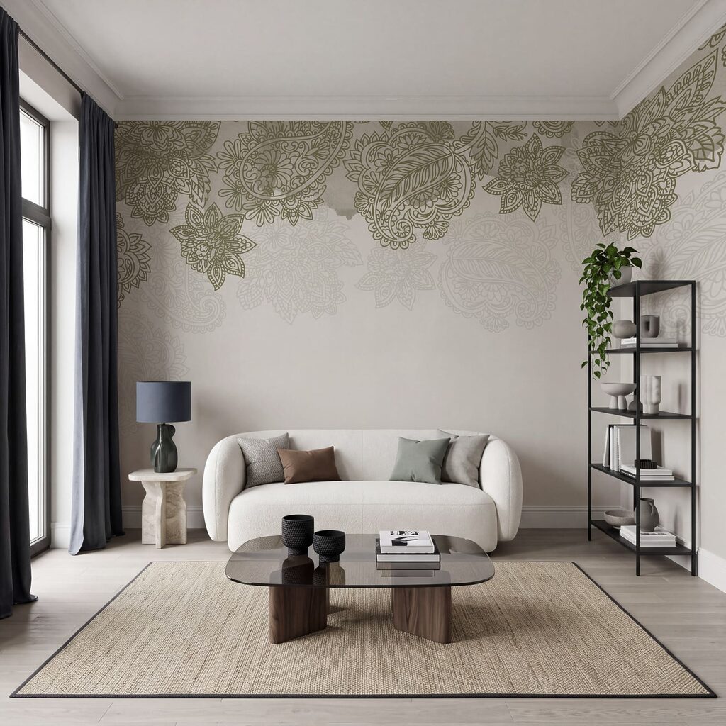 Biele pozadie s motívom listov a kvetov Biele pozadie s motívom listov a kvetov