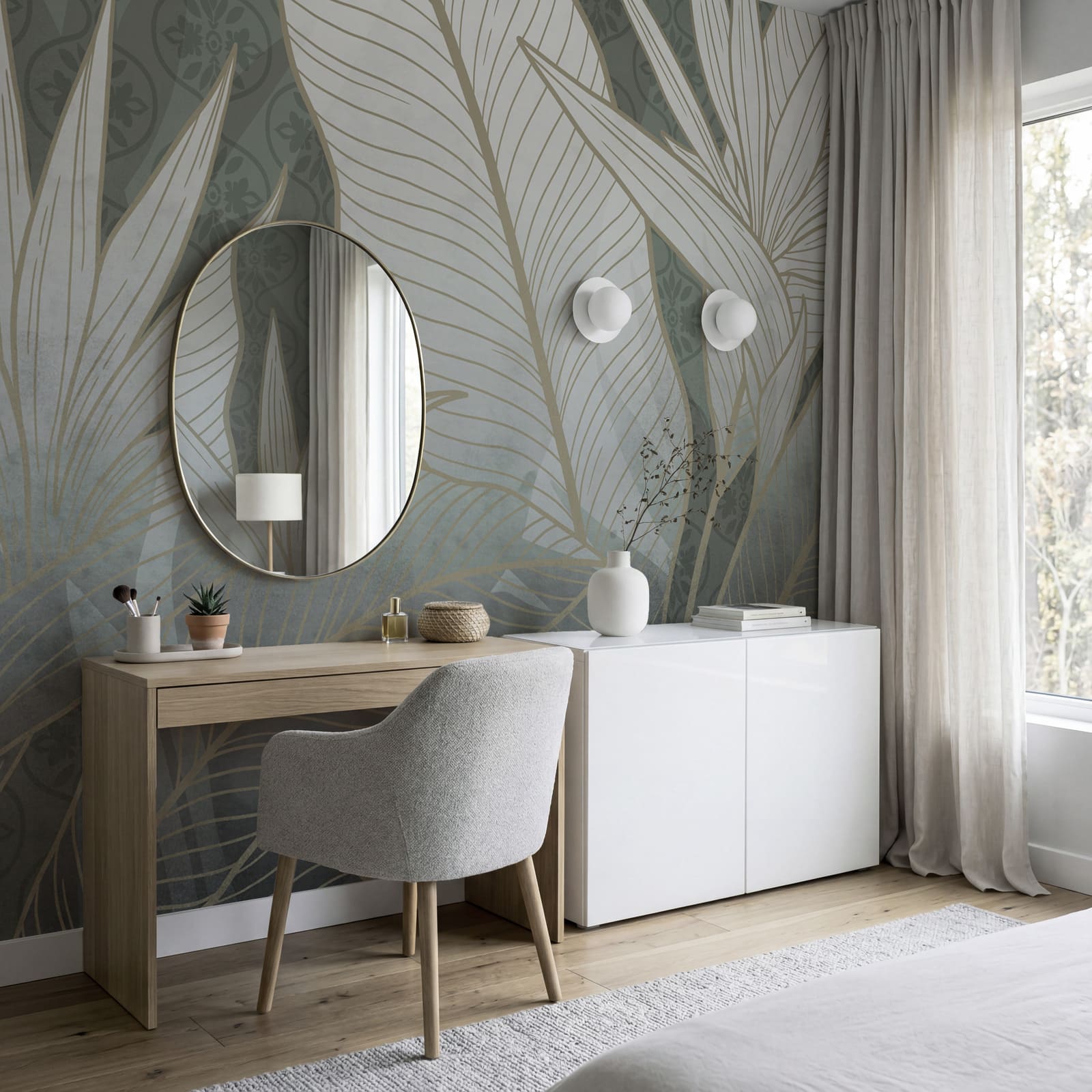 Elegantný botanický motív v jemných odtieňoch Elegantný botanický motív v jemných odtieňoch