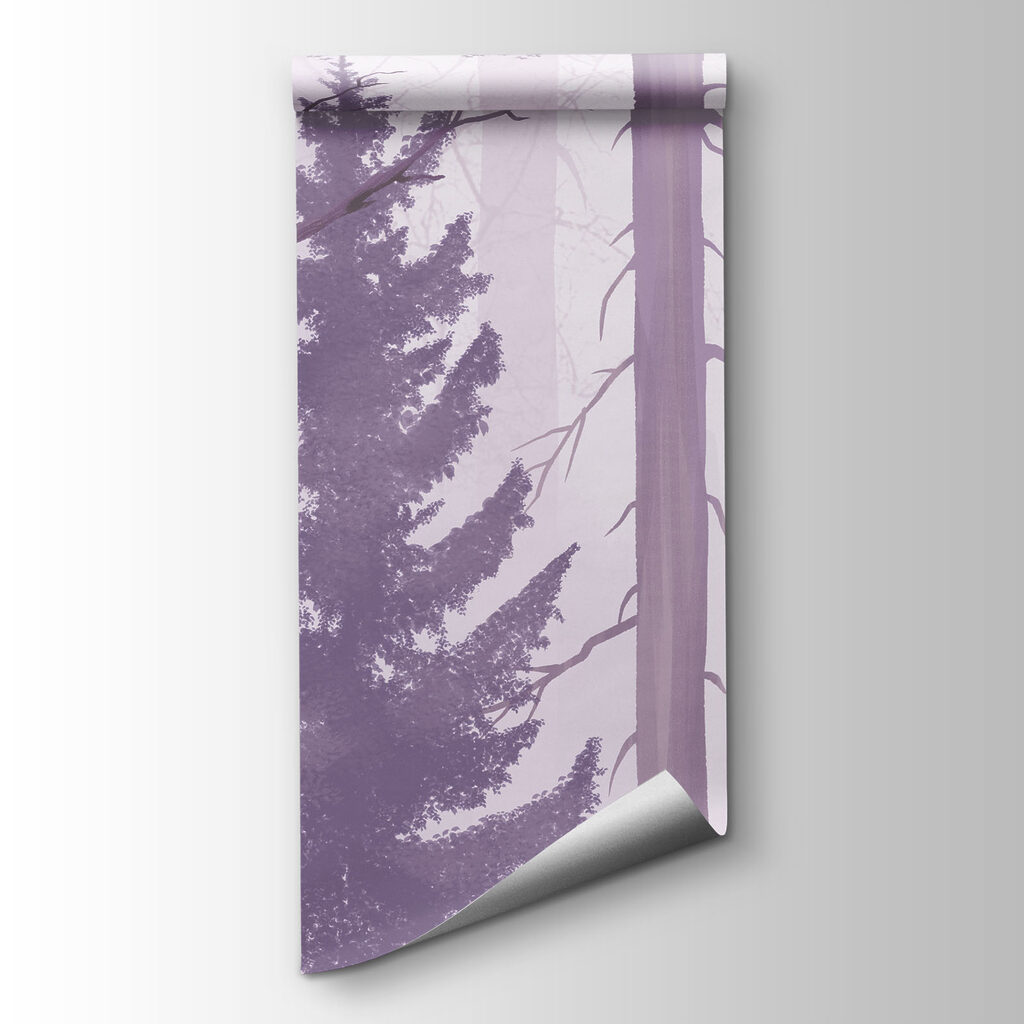 Foggy forest with trees