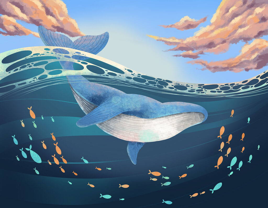 Whale swimming in the ocean