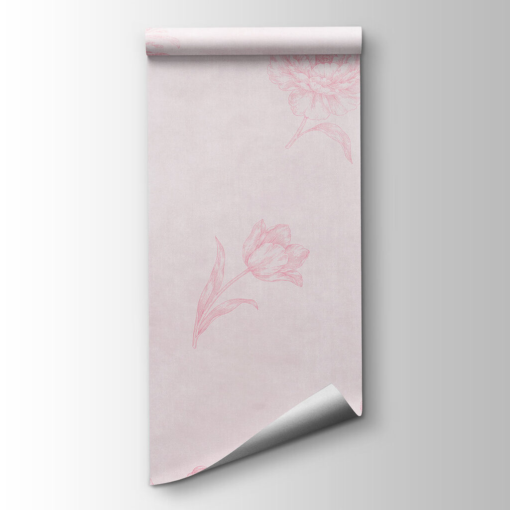 Pink flower pattern on a white surface