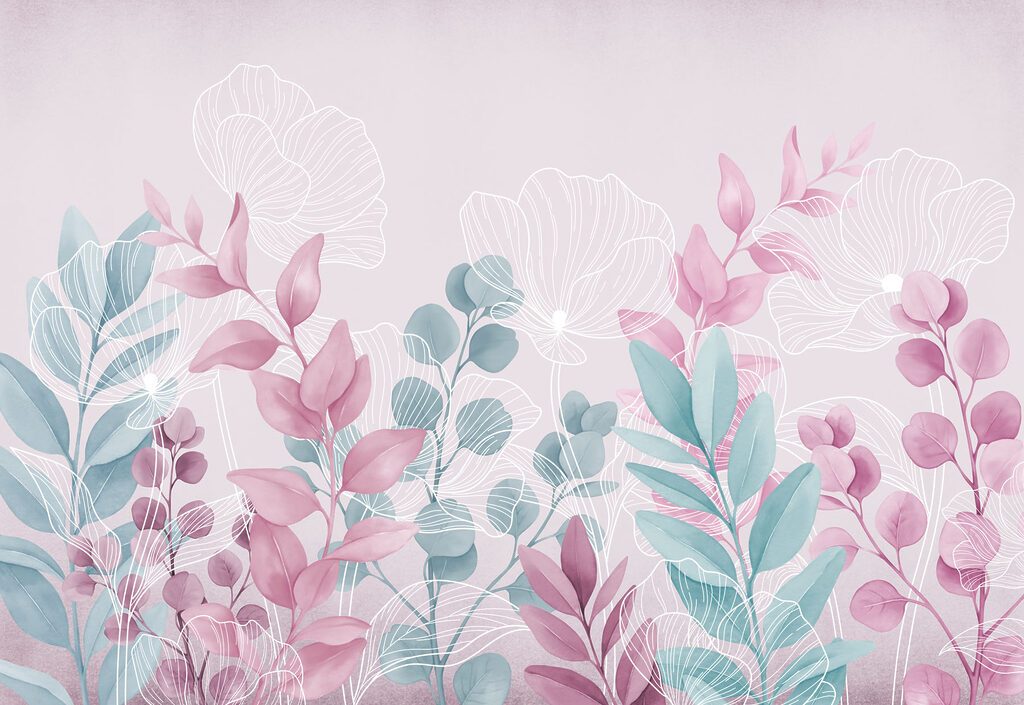 Serene pastel botanical illustration