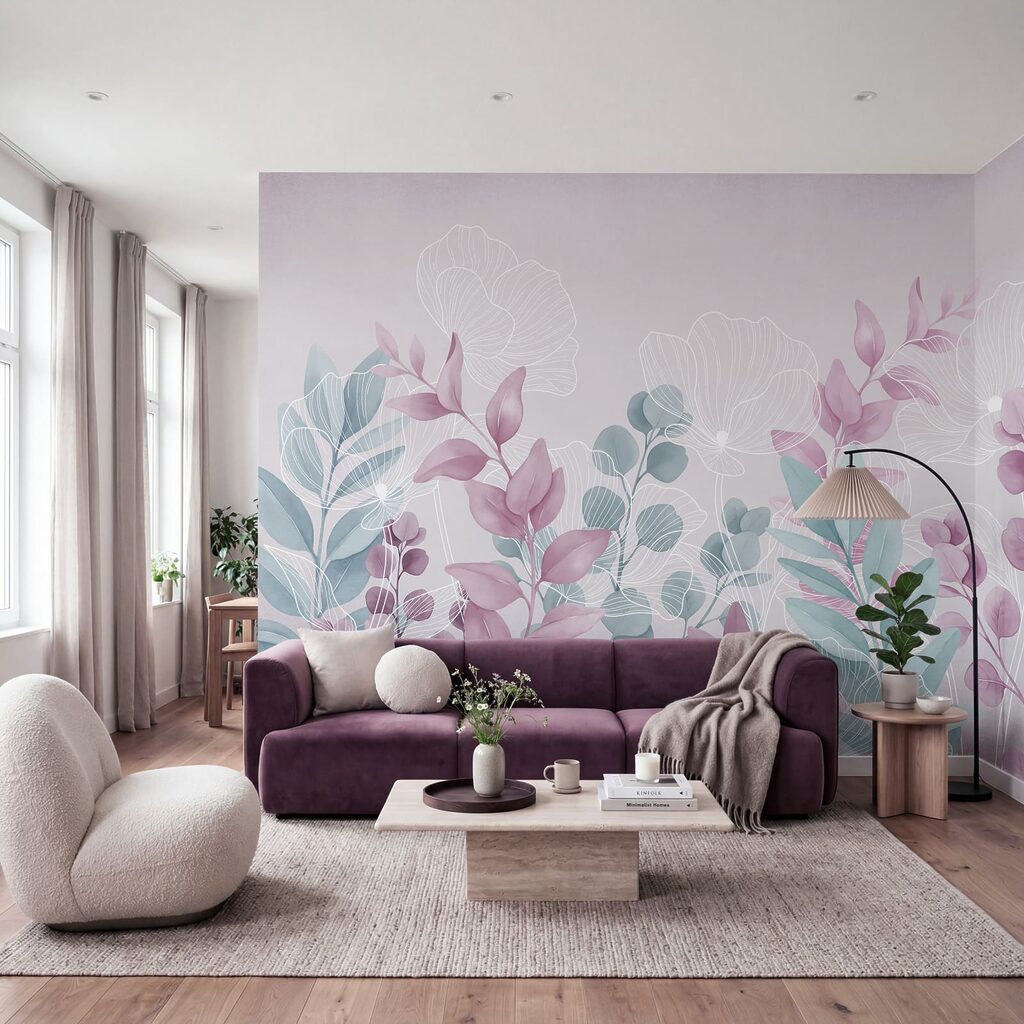 Pokojná botanická ilustrácia v pastelových farbách