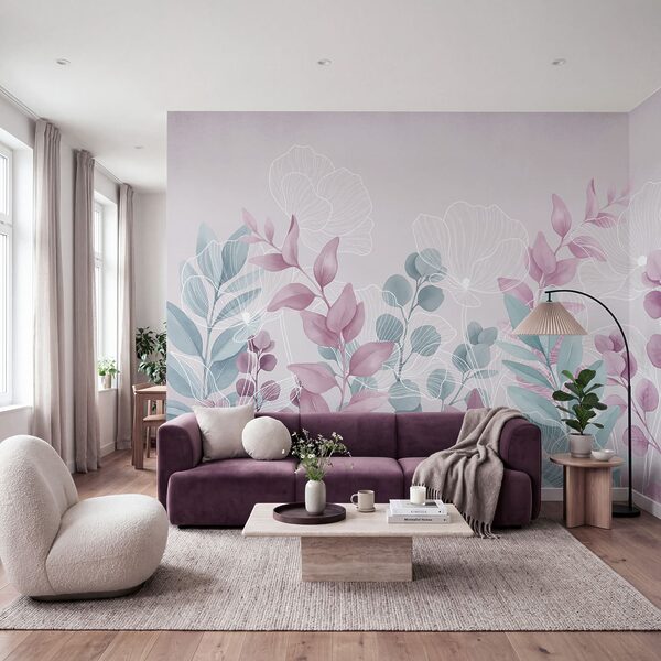 Pokojná botanická ilustrácia v pastelových farbách