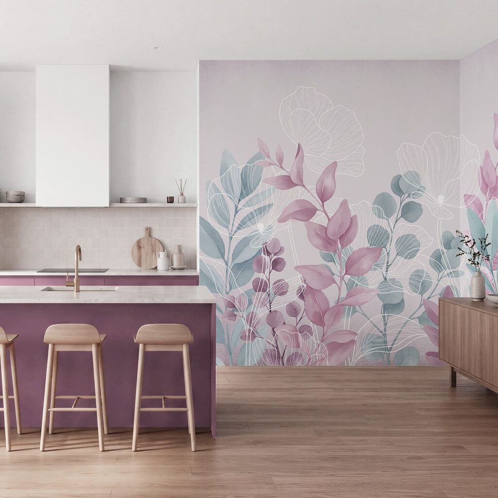 Pokojná botanická ilustrácia v pastelových farbách
