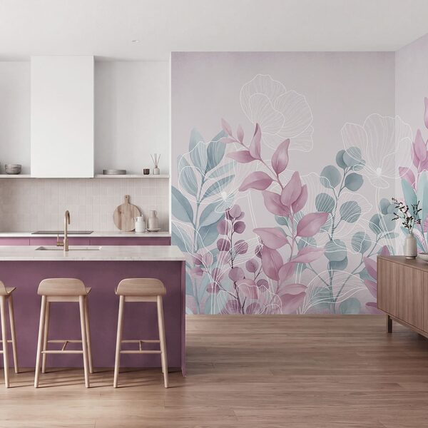 Pokojná botanická ilustrácia v pastelových farbách