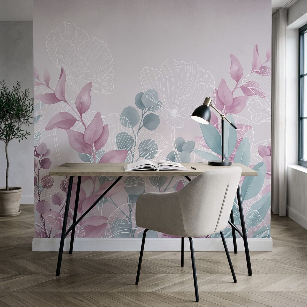 Pokojná botanická ilustrácia v pastelových farbách