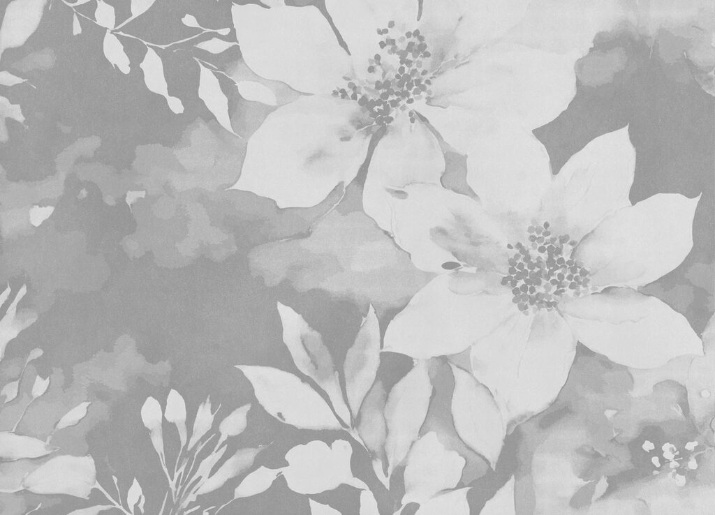 White flowers on a gray background