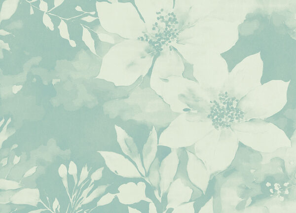 White flowers on a blue background