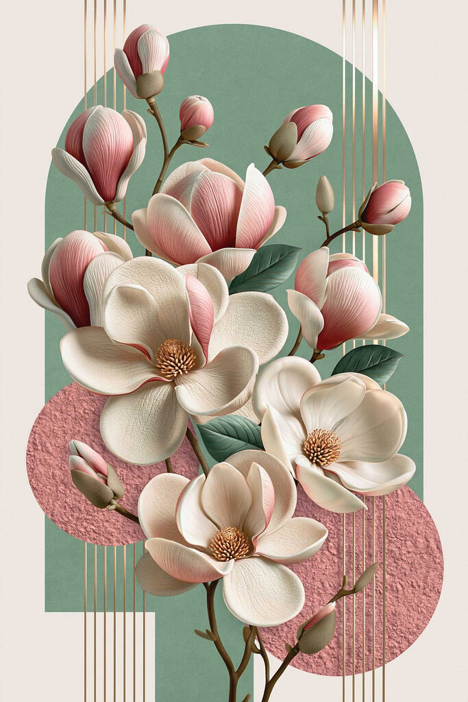 Magnolia blooms in soft pastel tones Magnolia blooms in soft pastel tones
