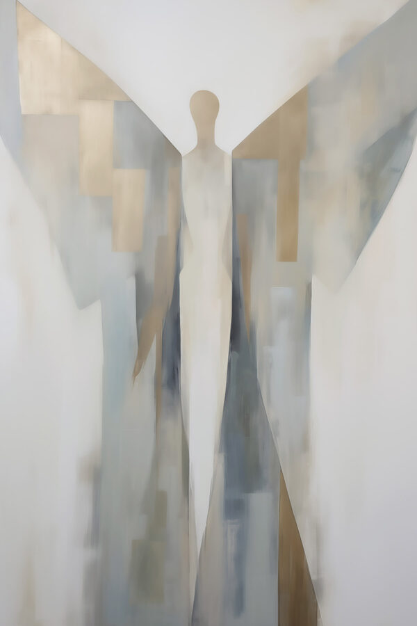 Painting of a person with wings