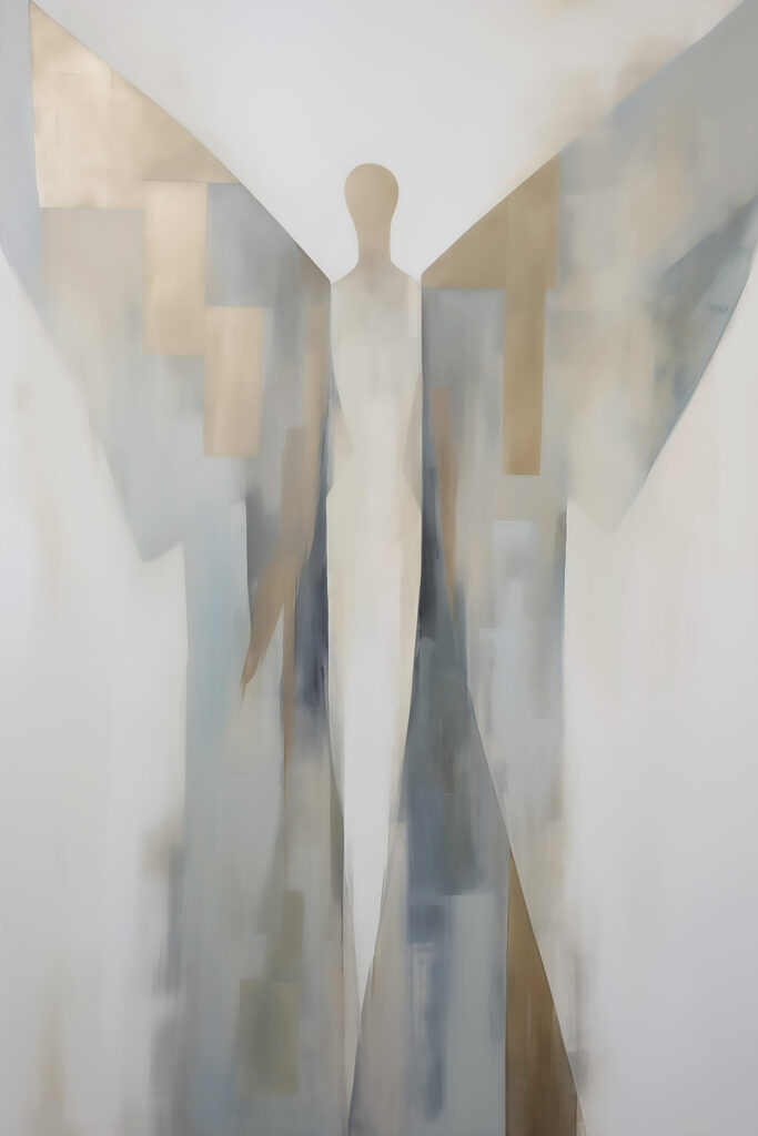 Painting of a person with wings