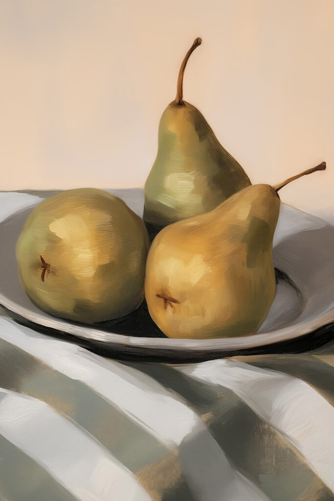 Plate of pears on a table