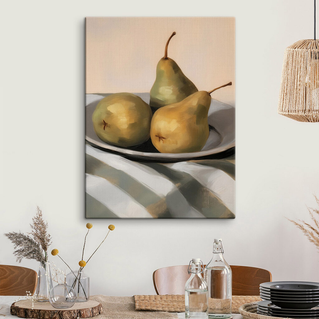 Plate of pears on a table