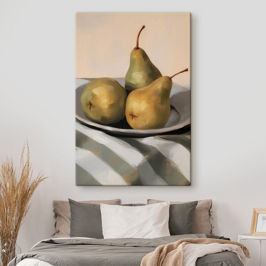 Plate of pears on a table