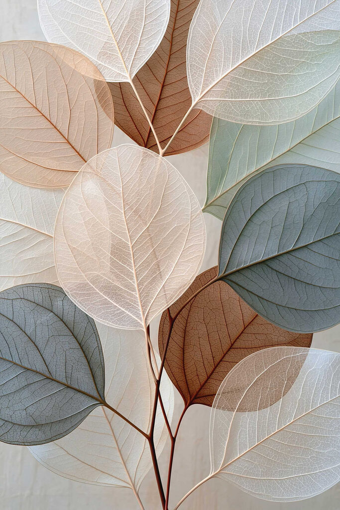 Group of leaves with different colors