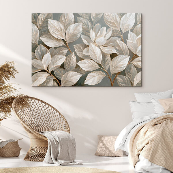 Painting of white flowers and leaves