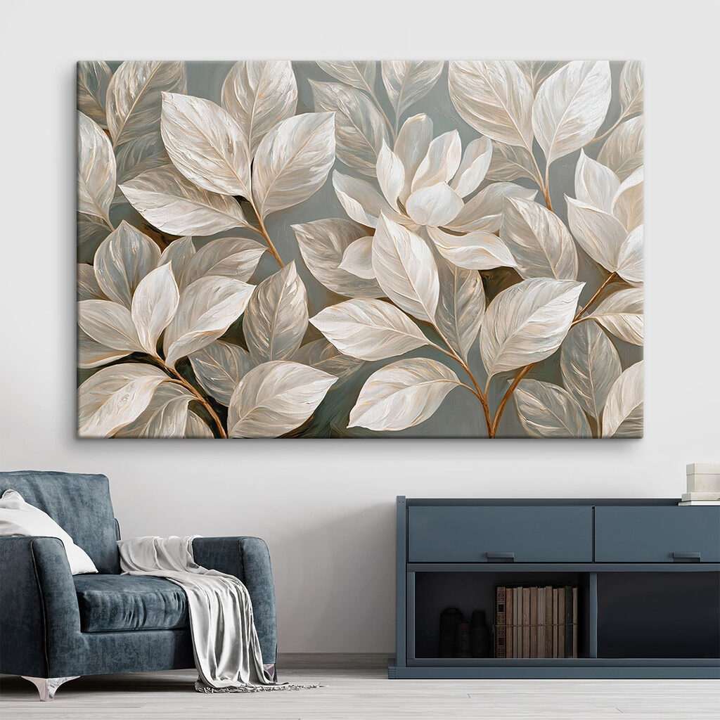 Painting of white flowers and leaves