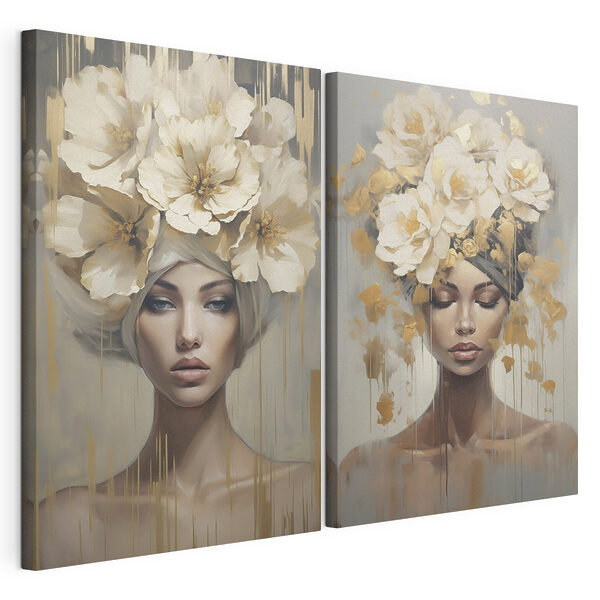 Painting of a woman with flowers on her head