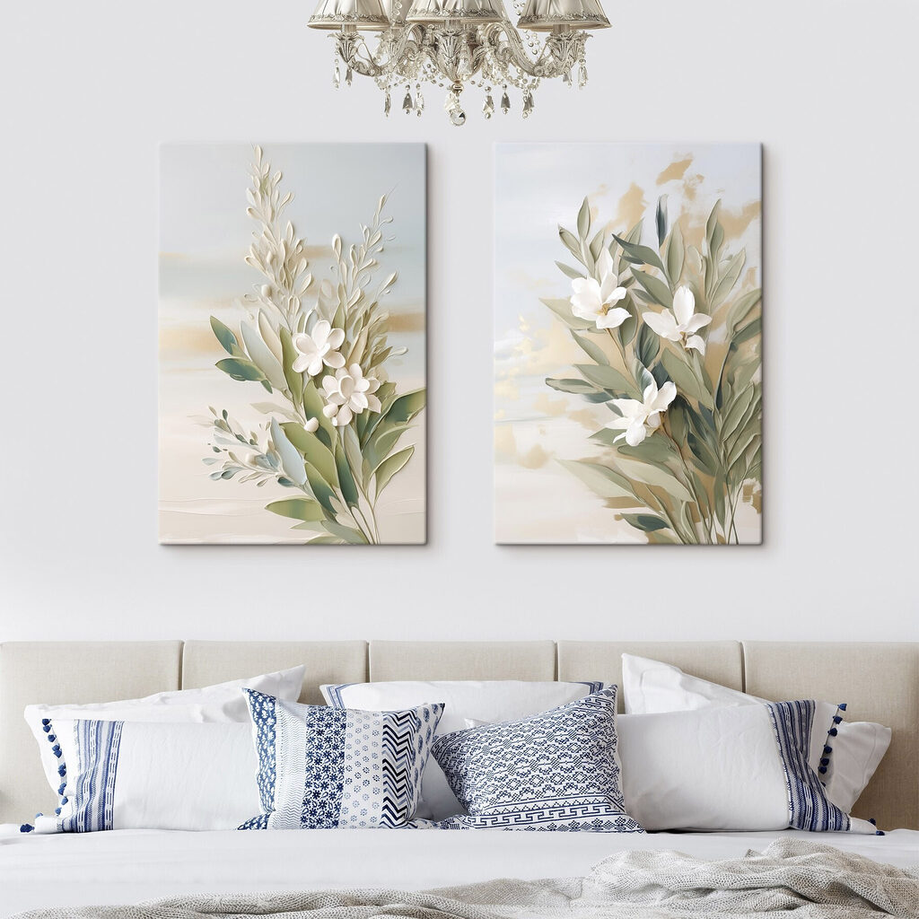 Painting of flowers and leaves