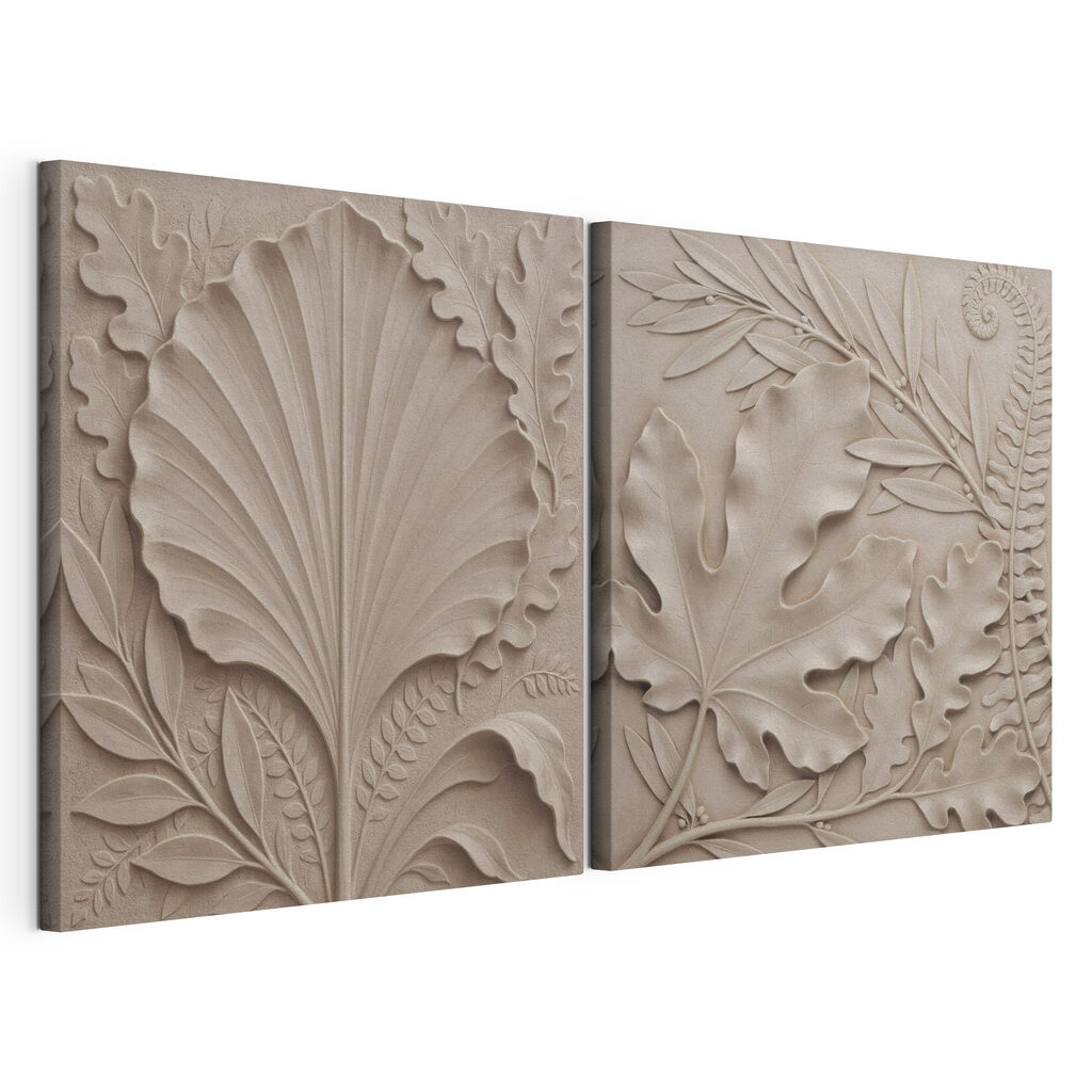 Stone carving of leaves and branches Stone carving of leaves and branches