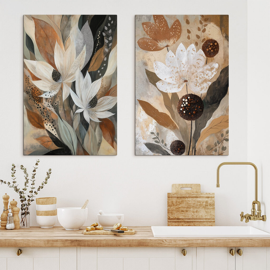 Painting of flowers and leaves Painting of flowers and leaves