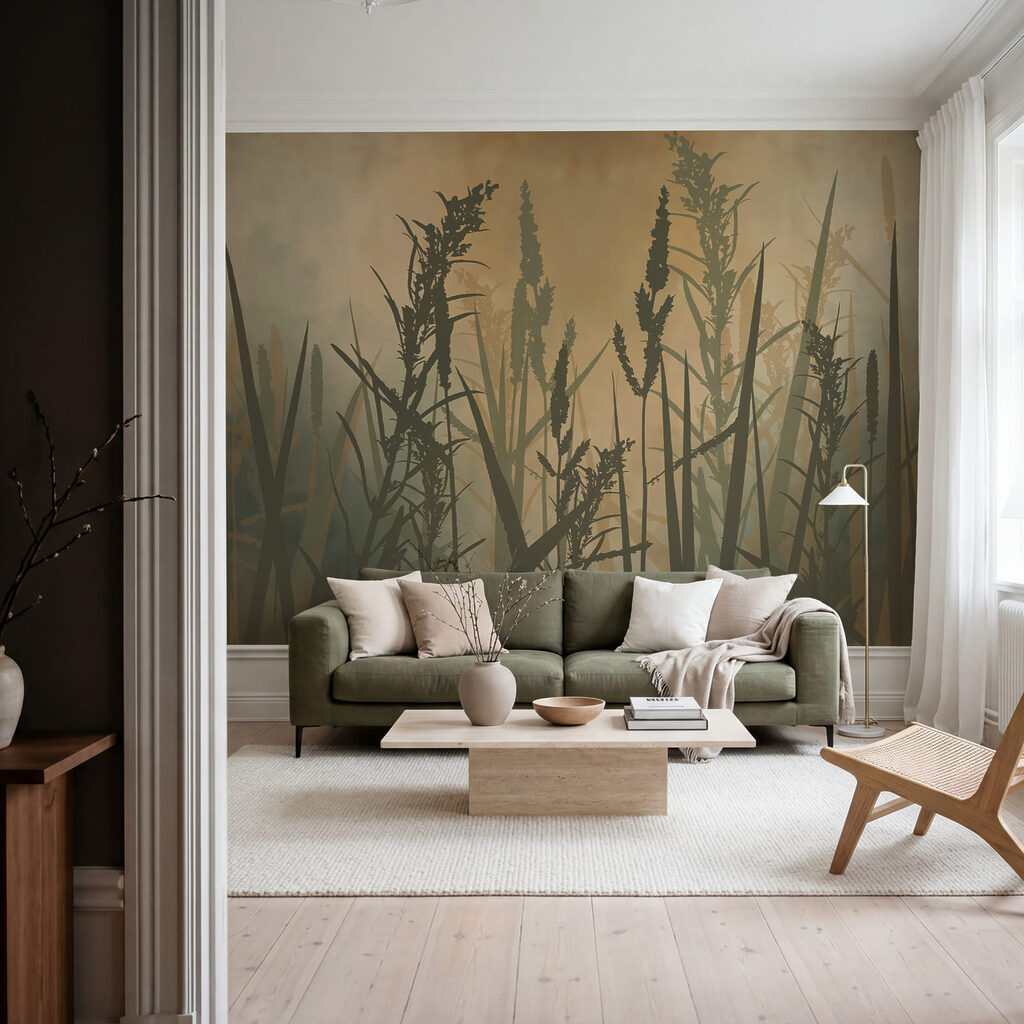 Vysoká tráva na zahmlenom poli Vysoká tráva na zahmlenom poli