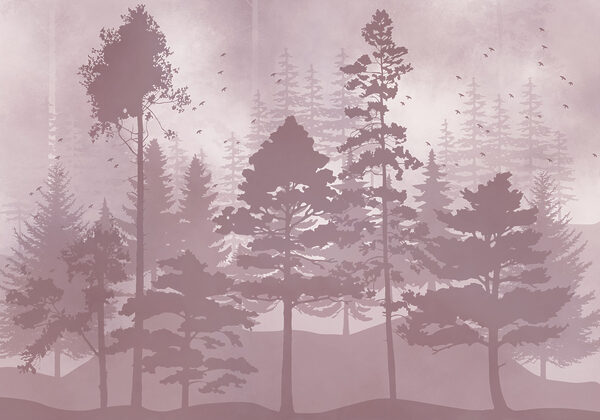 Group of trees with birds flying Group of trees with birds flying